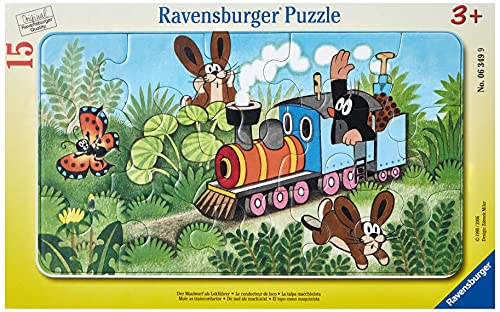 Ravensburger Kinderpuzzle - 06349 Der Maulwurf als Lokführer - Rahmenpuzzle für Kinder ab 3 Jahren, mit 15 Teilen