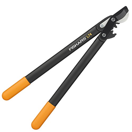 Fiskars PowerGear II Bypass-Getriebeastschere für frisches Holz, Antihaftbeschichtet, Gehärteter Präzisionsstahl, Länge: 55 cm, Schwarz/Orange, L74, 1000582