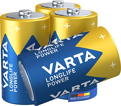 VARTA Longlife Power D Mono LR20 Batterie (4er Pack) Alkaline Batterie - Made in Germany - ideal für Spielzeug Taschenlampe CD-Player und andere batteriebetriebene Geräte, Mehrfarbig