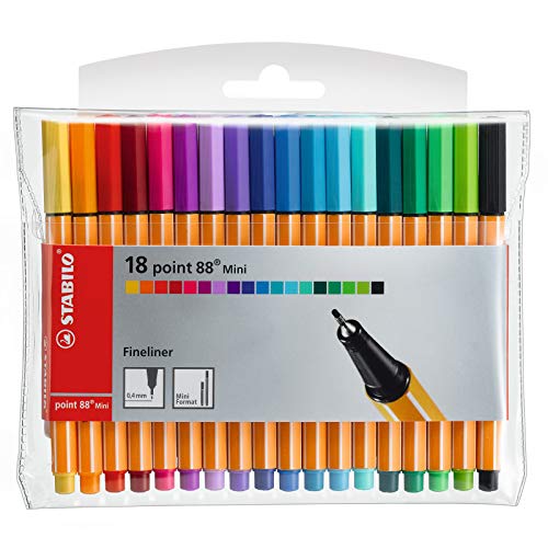 Fineliner - STABILO point 88 Mini - 18er Pack - mit 18 verschiedenen Farben