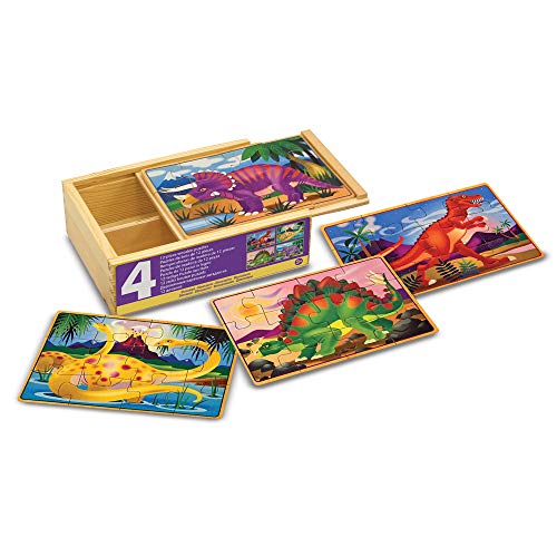 Melissa & Doug Dinosaurierpuzzles in einer Box | Puzzles | Holzspielzeug | 3+ | Geschenk für Jungen oder Mädchen