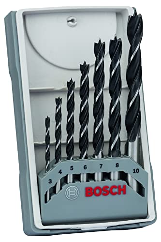 Bosch Professional 7tlg. Holzspiralbohrer-Set (für Weich- und Hartholz, Ø 3-10 mm, Zubehör Bohrschrauber und Bohrständer) [Energieklasse A]