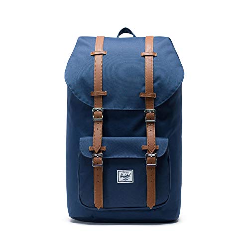 Little America Backpack, Navy/Tan Synthetic Leather Backpack, Einheitsgröße