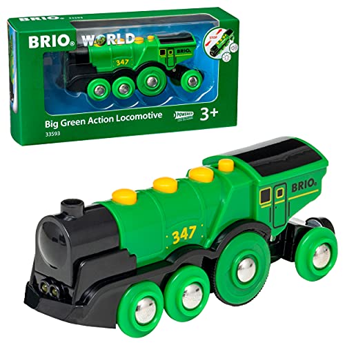 BRIO World 33593 Grüner Gustav elektrische Lok - Batterie-Lokomotive mit Licht & Sound - Kleinkinderspielzeug empfohlen ab 3 Jahren