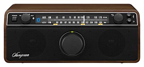 Sangean WR-12BT Bluetooth Radio (UKW/MW-Tuner, AUX-In, Kopfhöreranschluss, integrierter Subwoofer) dunkelbraun/schwarz