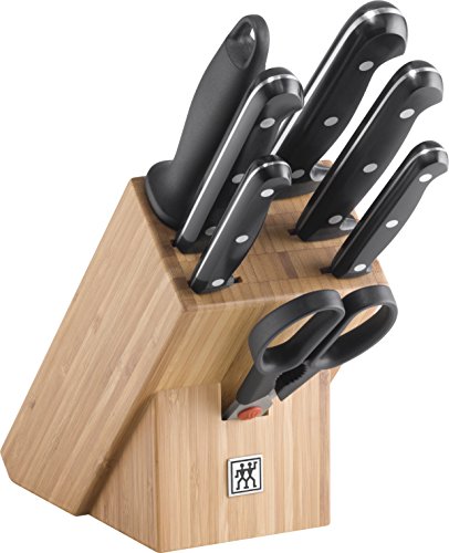 ZWILLING Messerblock, 8-tlg., Bambusblock, Messer und Schere aus rostfreiem Spezialstahl/Kuststoff-Griff, Twin Chef