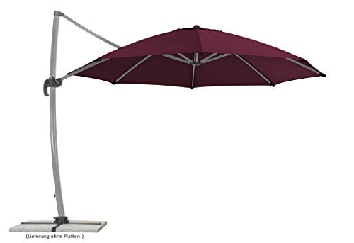 Schneider Sonnenschirm Rhodos Rondo, bordeaux, 350 cm rund, 792-08, Gestell Aluminium, Bespannung Polyester, 22.4 kg