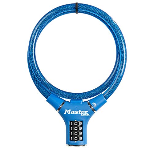 Master Lock 8229EURDPROBLU Fahrradschloss Kabelschloss [Zahlenschloss] [90 cm Stahlkabel] [Wetterfest] [Blau] - Ideal für Fahrräder, Elektrisches Fahrradectric, Skateboards, Kinderwagen, Mähmaschine
