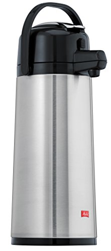 Melitta Pump-Isolierkanne, 2,2 l, ca. 18 Tassen, Edelstahlkolben, Edelstahl, Silber/Schwarz