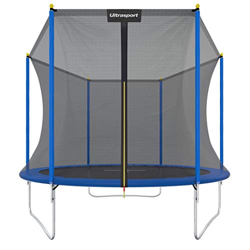 Ultrasport Gartentrampolin Uni-Jump, TÜV Rheinland +GS zertifiziert, Kinder Trampolin, Komplettset inkl. Sprungmatte, Sicherheitsnetz, verzinkte Federn, gepolsterten Netzpfosten Randabdeckung, Stabil