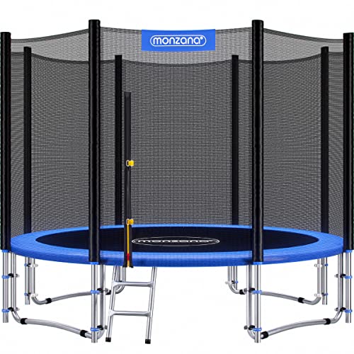 MONZANA® Trampolin Ø 305 cm TÜV SÜD GS Zertifiziert Komplettset inkl. Sicherheitsnetz Leiter Randabdeckung Kindertrampolin Gartentrampolin
