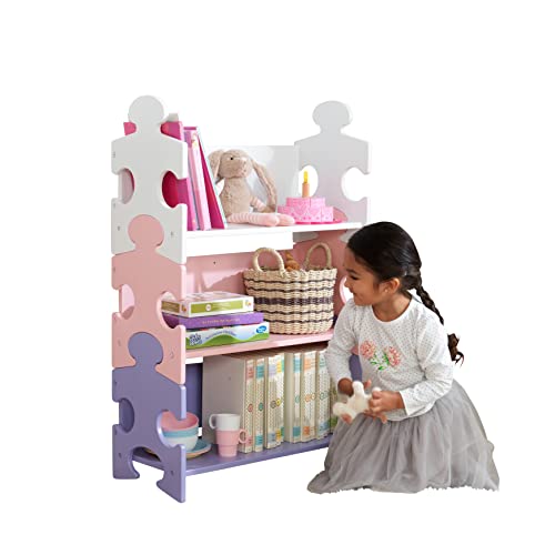 KidKraft 14415 Puzzle Bücherregal für Kinder in Pastellfarben, Kinderzimmermöbel und Regal, Bücherregal mit 3 Böden