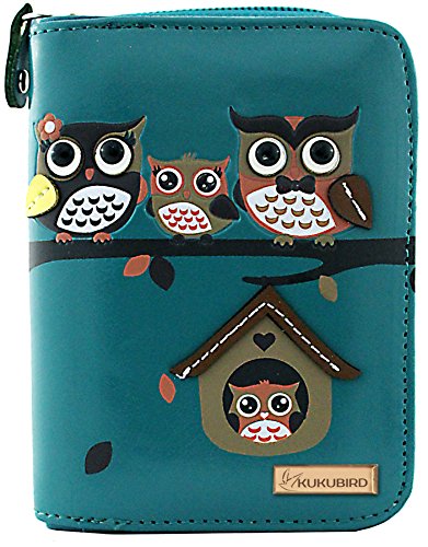 KukuBird kukubird Owl Family Tree House Pattern Medium Damen Geldbörse Clutch Wallet, 1 blau