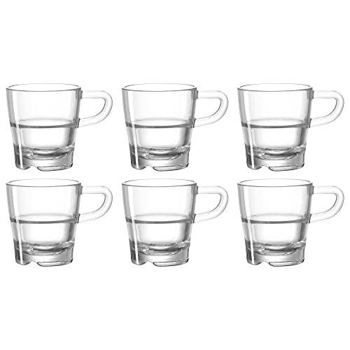LEONARDO HOME Senso Espresso-Tasse, Espresso-Becher mit Henkel, spülmaschinengeeignete Espresso-Gläser, 6er Set, 70 ml, 024012
