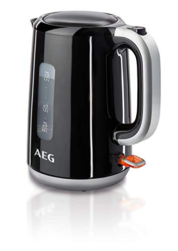 AEG EWA 3300 Wasserkocher / 2200 Watt / 1,7 l / entnehmbarer Kalkfilter / Wasserstandsanzeige mit Liter-/Tassenangabe / Sicherheitsabschaltung / Ein/Aus-Schalter / Einhand-Deckelöffnung / schwarz