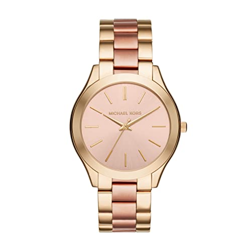 Michael Kors Damenuhr Slim Runway, 42 mm Gehäusegröße, Dreizeigerwerk, Edelstahlarmband