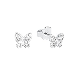 s.Oliver Ohrstecker 925 Sterling Silber Mädchen Kinder Ohrschmuck, mit Zirkonia synth, Schmetterling, Kommt in Schmuck Geschenk Box