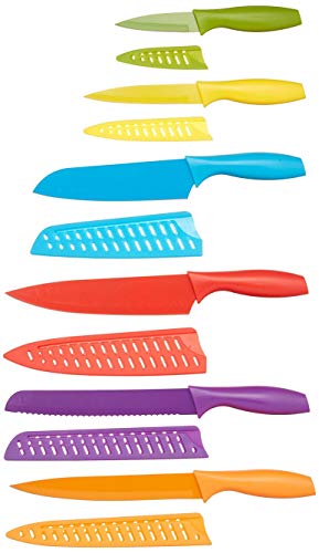 Amazon Basics - Messer-Set, bunt, 12-teilig