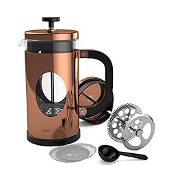 bonVIVO French Press Kaffeebereiter Kupfer - 8 Tassen - Coffee Maker in Kupfer-Optik - Kaffekanne aus Glas m. Edelstahl Filter u. Rahmen - Kaffee Presse - Geschenke für den Haushalt