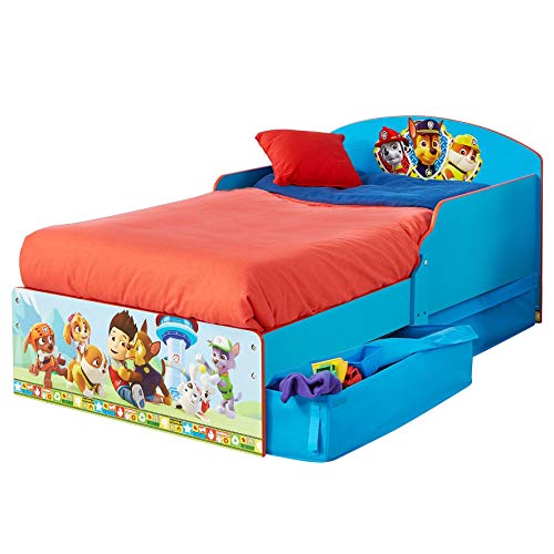 PAW PATROL Worlds Apart Kleinkinderbett mit Stauraum, Blau, 142 x 77 x 59 cm