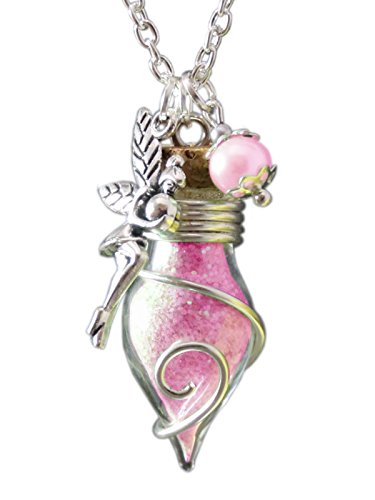 Katharina Fairytale Glücksbringer Phiole der Lichtfee Damen Mädchen Kette nachtleuchtend Feenstaub Halskette Anhänger Rosa Pink