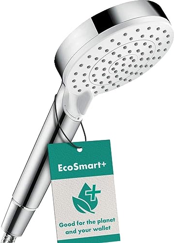 hansgrohe wassersparender Duschkopf Crometta, Sparduschkopf 6l/min, Duschbrause, 2 Strahlarten, Weiß/Chrom