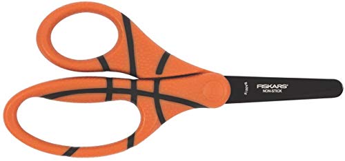 Fiskars Kinderschere mit Basketballmotiv, Ab 6 Jahren, Länge: 13 cm, Für Rechts- und Linkshänder, Rostfreie Stahl-Klinge/Kunststoff-Griffe, Orange, 1023912