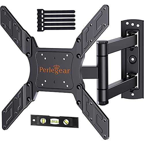 Perlegear TV Wandhalterung, Schwenkbare Neigbare TV Halterung für 26-55 Zoll Flach&Curved Fernseher bis zu 45Kg, max.VESA 400x400mm