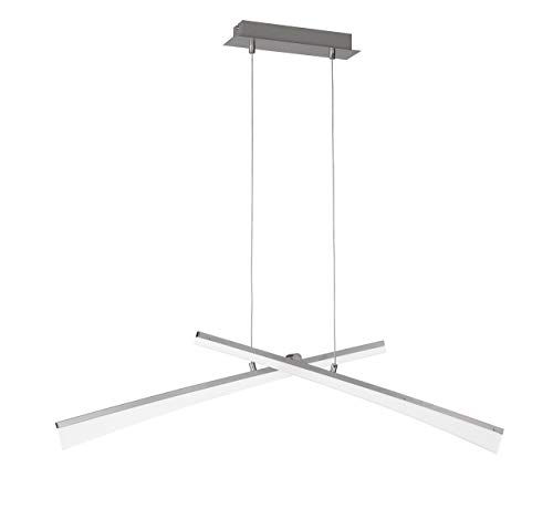 WOFI 7148.02.64.6000 A, Pendelleuchte, Metall, 25 watts, Integriert, Nickel matt, 120 x 10 x 150 cm [Energieklasse F]