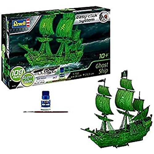 Revell 05435 Geisterschiff mit Nachtleuchtfarbe, Piratenschiff, Modellbausatz mit easy-click-system