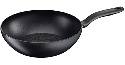 Tefal C69519 Hard Titanium+ Wokpfanne | 28 cm | Für alle Herdarten inklusive Induktion | Antihaftversiegelt | Starker Induktionsboden | Antihaftbeschichtung, Schwarz