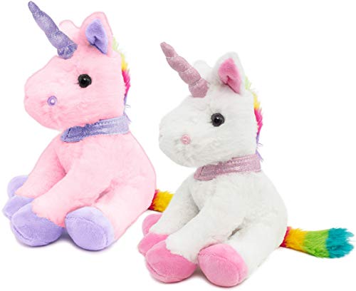 Brubaker Plüsch Einhorn 21 cm hoch - Weiß oder Rosa- Stofftier Plüschtier Kuscheltier