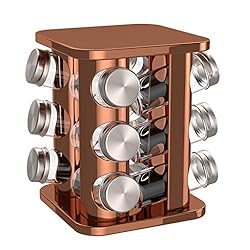 bonVIVO Rondo, Gewürzkarussell Für 12 Gewürzstreuer, Edelstahl Gewürzregal In Kupfer-Chrom-Look, Drehbares Gewürzregal, Gewürze Regal Mit Platz Für Salz- Pfefferstreuer Und Viele Andere Gewürze