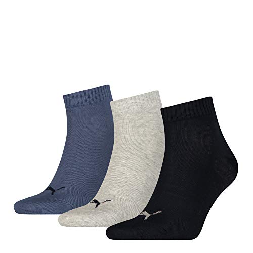 3er Pack PUMA Unisex Plain Quarter Socken / Größe: 35 - 38