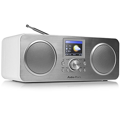 IR 010 Internetradio, Dab Radio mit Bluetooth und WLAN, Digitalradio mit LC-Farbdisplay, Akku, integrierte Powerbank mit USB Anschluss, Senderspeicher, Kompakt-Anlage in weiß