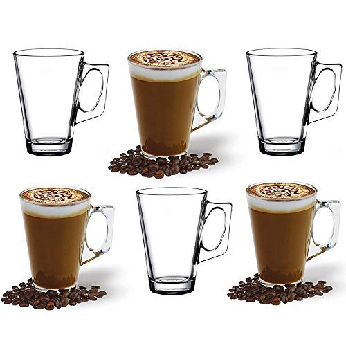 6er Pack ANSIO Große Latte Macchiato Gläser Kaffeetassen-385 ml