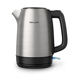 Philips Wasserkocher – 1.7 L Fassungsvermögen mit Kontrollanzeige, Edelstahl, Pirouettenbasis (HD9350/90) 2200 Watt, ‎23 x 15.6 x 24.3 cm, Schwarz [Energieklasse A+++]