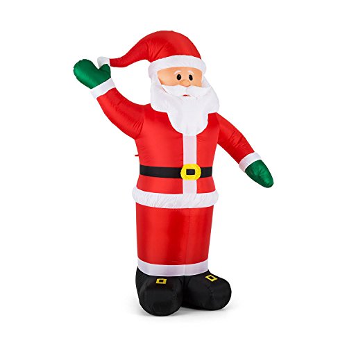 OneConcept Mr. Klaus - Weihnachtsdekoration, aufblasbarer Weihnachtsmann, Weihnachtsdeko, 240 cm Figur, geräuscharmes Gebläse, witterungsbeständig, spritzwassergeschützt IP44, LED, bunt