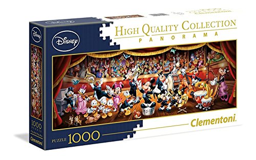 Clementoni 39445 Panorama Disney Orchestra – Puzzle 1000 Teile ab 9 Jahren, Erwachsenenpuzzle mit Panoramabild, Geschicklichkeitsspiel für die ganze Familie, ideal als Wandbild