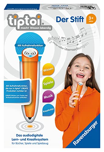 Ravensburger tiptoi Stift 00801 - Das audiodigitale Lern- und Kreativsystem, Lernspielzeug für Kinder ab 3 Jahren - Der Stift mit Aufnahmefunktion