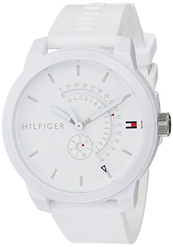 Tommy Hilfiger Analog Quarzuhr für Herren mit Weisses Silikonarmband - 1791481