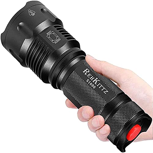 REHKITTZ LED Taschenlampe,Extrem Hell Handlampe Zoombare Taschenlampen für Camping,Ausrüstung,Outdoor,Zoombarer Einstellbarer Fokus