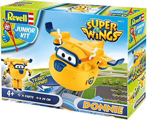 Revell 871 Donnie aus Super Wings 4 Der Bausatz mit dem Schraubsystem für Kinder ab 4 Jahre, Bauen-Schrauben-Spielen, mit tollen Funktionen, gelb, ca. 24 cm