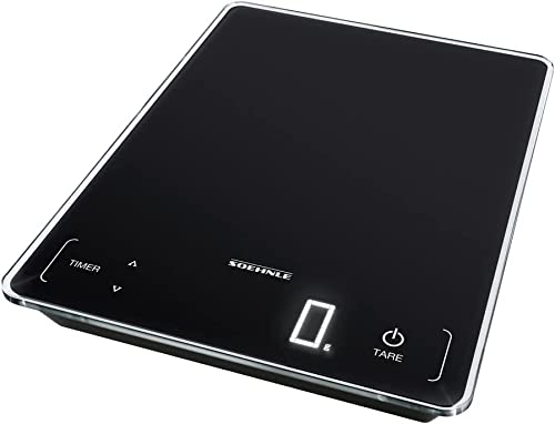 Soehnle Page Profi 100, digitale Küchenwaage, schwarz, Gewicht bis zu 15 kg (1-g-genau), Haushaltswaage mit Sensor-Touch, elektronische Waage inkl. Batterien, leuchtende LED-Anzeige