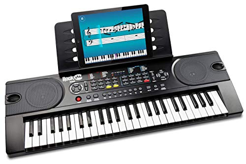 Rockjam 49 Key-Tastatur-Klavier mit Stromversorgung, Notenständer, Klavieraufkleber und einfach Klavierunterricht.