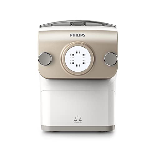 Philips Pastamaker – vollautomatisch, Wiegefunktion, 6 Formaufsätze (HR2381/05)200 W, 34 x 21 x 31 cm, ‎Weiß / Champagner
