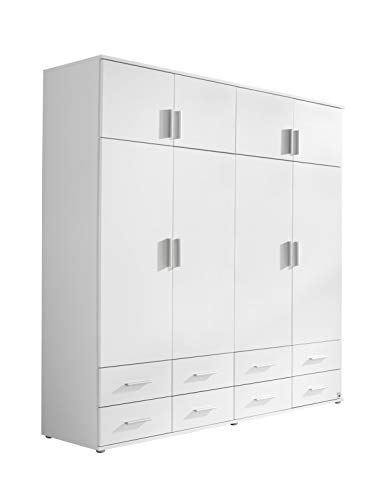 Rauch Möbel Kemi Schrank Drehtürenschrank Kleiderschrank in Weiß mit 8 Schubladen 8-türig, inklusive Zubehörpaket Basic 1 Kleiderstange, 3 Einlegeböden BxHxT 181 x 194 x 53 cm