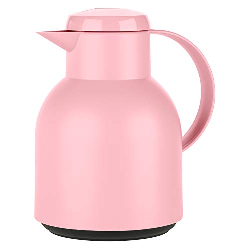 Emsa Samba Isolierkanne F40103 | 1 Liter | Quick Press Verschluss | 100% dicht | 12h heiß, 24h kalt | Puderrosa