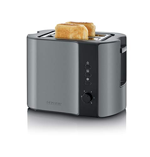 SEVERIN Automatik-Toaster, Toaster mit Brötchenaufsatz, hochwertiger Edelstahl Toaster zum Toasten, Auftauen und Erwärmen, 800 W, grau-metallic / schwarz, AT 9541 [Energieklasse A+]