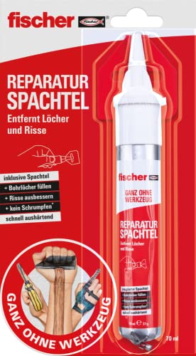 fischer REPARATUR SPACHTEL, 1x Reparaturspachtel-Tube, 70ml, Bohrlöcher füllen, Risse ausbessern, schnell aushärtend - Ganz ohne Werkzeug